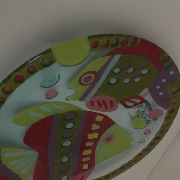 Lori Siebert Fused Glass Fish Plate 11" New in Box - Picture 3 of 8
